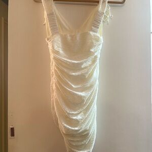 Elegant Cream Ruched Dress